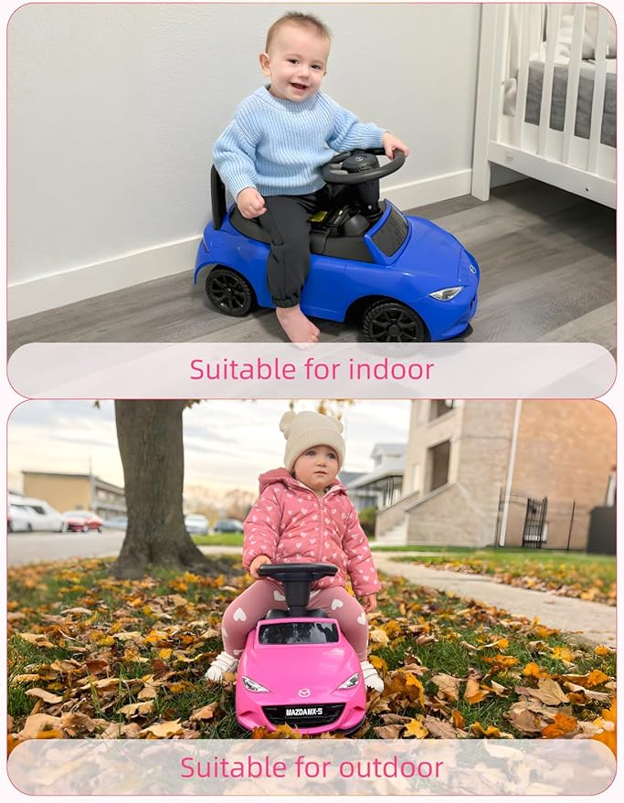 HEIMILI Kids Push Car,Foot-on-Floor Toy, Ride-On Toy with Anti-Slip Wheels, Bumper Guards for Fun & Safety (Pink)