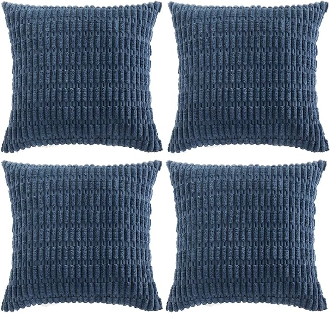 Fancy Homi 4 Packs Decorative Throw Pillow Covers for Living Room Couch Bed, Modern Farmhouse Boho Home Décor Accent Cushion Case, 20" x 20", Dusty Blue