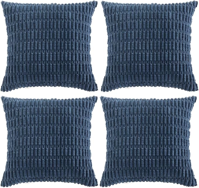 Fancy Homi 4 Packs Decorative Throw Pillow Covers for Living Room Couch Bed, Modern Farmhouse Boho Home Décor Accent Cushion Case, 24" x 24", Dusty Blue