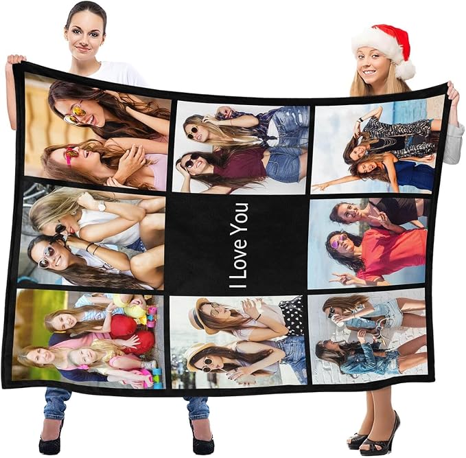 inkArts Custom Blanket with Photo, Personalized Photo Blanket, Customized Picture Blankets, Customizable Blankets, Personalized Photo Gifts for Women Men Her Him