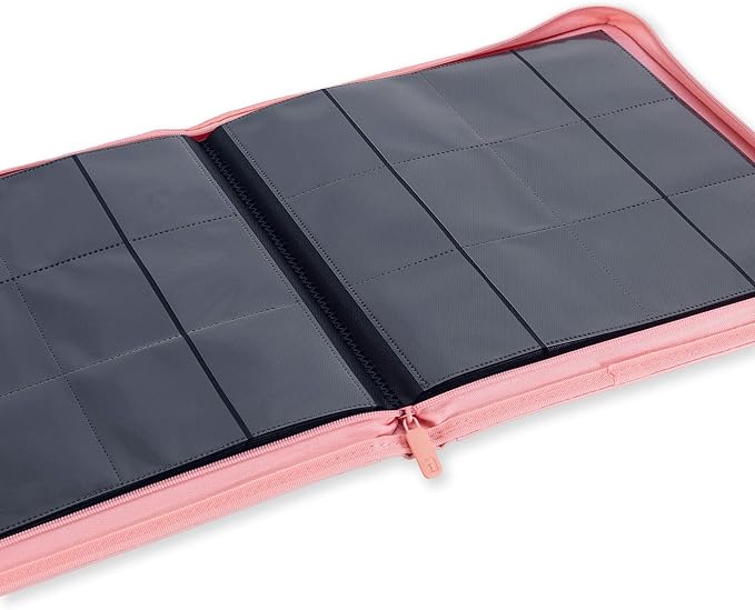 Vault X 12 Pocket Zip Binder, 480 Cards, Exo-Tec Material, 20 Side-Loading Pages (Pink)