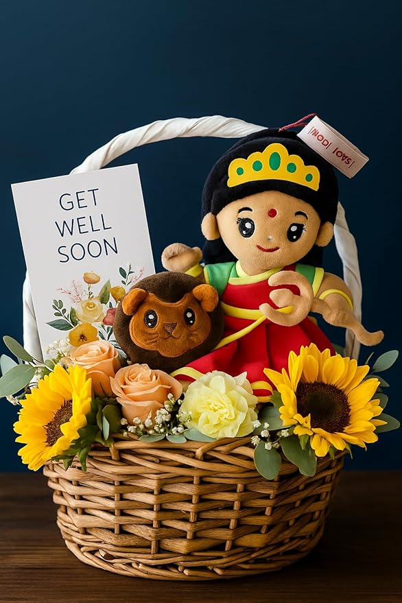 MODI TOYS Durga Devi (Small - 7 inch) Mantra Singing Plush Toy | Ideal for Newborns, Infants, Toddlers, Grandparents | Best for Diwali, Baby Shower, Birthday, Housewarming