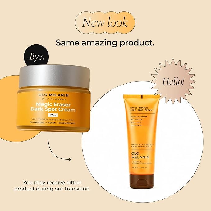 Glo Melanin Magic Eraser Dark Spot Cream for Face, Body & Sensitive Areas - inner thighs remover Made in USA - Faded Cream for Black Spots 1.7 Oz