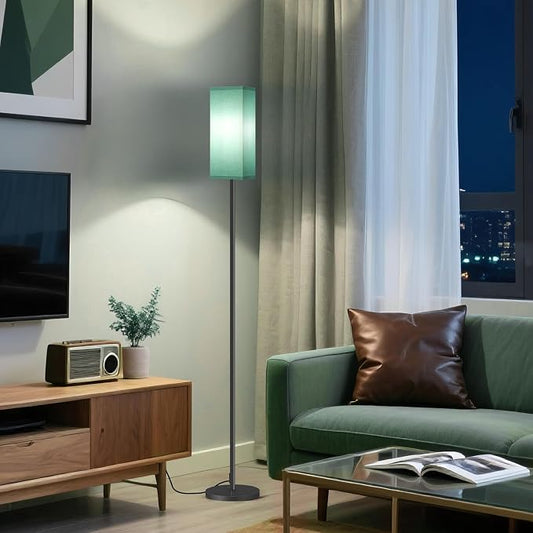 64.6" Floor Lamp, Pole Lamp with Foot Switch, Modern Standing Lamp, Minimalist Freestanding Lamp (Bulb Not Included), for Living Room, Bedroom Office ETL Listed, Black and Teal J07LD05