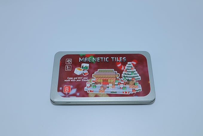 Magnetic Blocks Set, 45PCS Educational STEM Christmas Travel Building Toys for Kids 3+, Portable Magnetic Block with Metal Storage Box, Toddler Learning Toys for Boys Girls 4-8 Birthday Gift