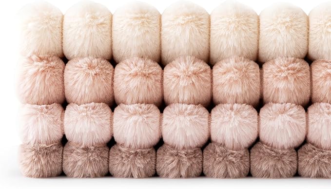 MIULEE Faux Fur Plush Decorative Throw Pillow Covers 16x16, Pink | Set of 4, Striped, Soft Cute Romantic Modern Cozy Home Decor, Cushion Cases for Sofa Couch Bed Living Room