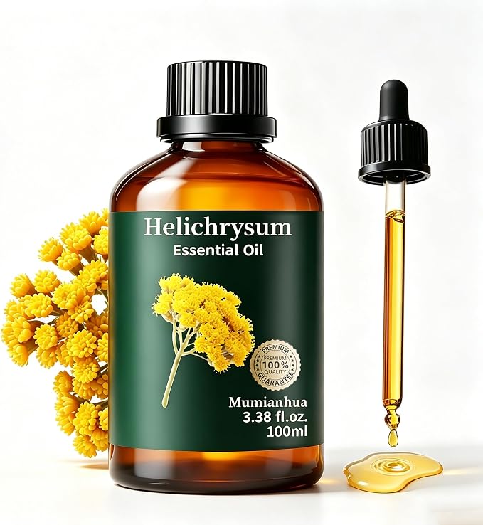 Helichrysum Essential Oil, Herbal Aroma, Diffuser & Massage, 3.38 Fl Oz | Warm Honey-Herbaceous Scent. Ideal for Skin & Scalp, Soothing Massage, Candle Making & Diffusion. Comforting Daily Ritual