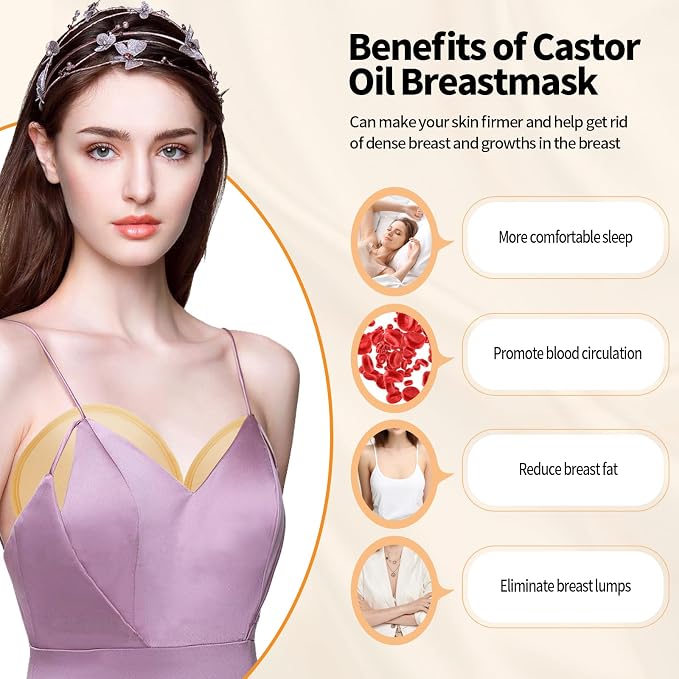 Castor Oil Pack, Reusable Castor Oil Packs Kit AdjustableElastic Cloth Safe Organic German Cotton Plus Size forBelly, Waist, Back, Neck and Joint Care (Breast Pack)