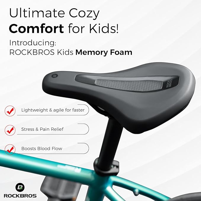 ROCKBROS Kids Bike Saddle Youth Replacement Bike Seat Kids Bicycle Seat with Ergonomic Design -3 Zone Concept - Waterproof, Enhance Young Little Riders Gifts for BMX, MTB & Road 16" to 24"