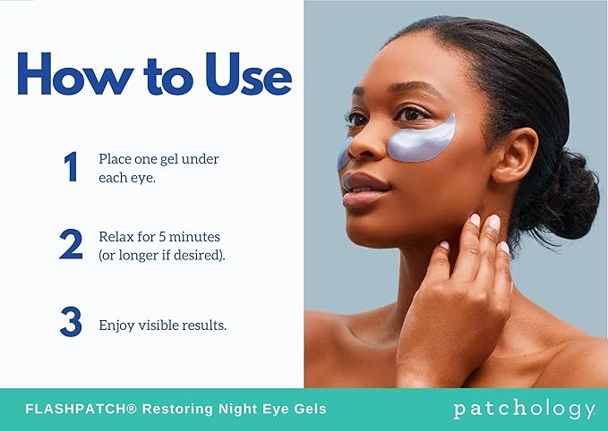 Patchology FlashPatch Restoring Night Eye Gel Patches with Retinol, Squalane & Peptides – Hydrogel Under Eye Masks for Fine Lines, Dark Circles & Puffiness – Overnight Eye Care (30 Pairs)