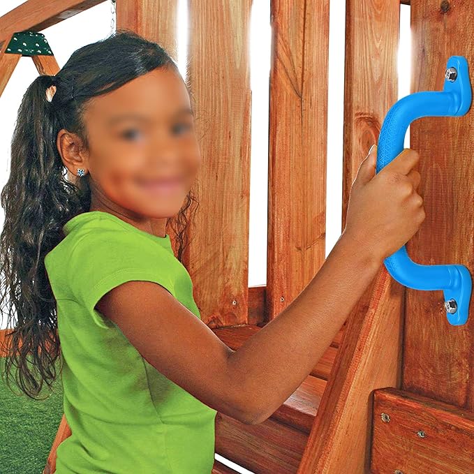 Dolibest 2-Pack Safety Handles for Swing Sets & Playsets - Monkey Bars with Anti-Skid Grip & Finger Indentations, Plastic Grab Handles, Easy Mounting for Climbing Frames, Playhouses, Treehouses