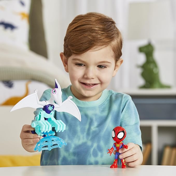 Spidey and his Amazing Friends Marvel Dino-Webs Ghostasaurus & Spidey 4-inch-Scale Spider-Man Action Figure Set, Toys for Kids Ages 3 and Up