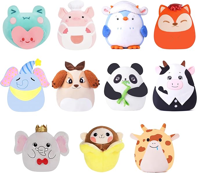Large Frog Plush Pillow Stuffed Animal Toy,Big Size Cute Soft 12" Fat Kawaii Hugging Cuddle Huggable Plushie,Gift for Kids (Heart Frog)