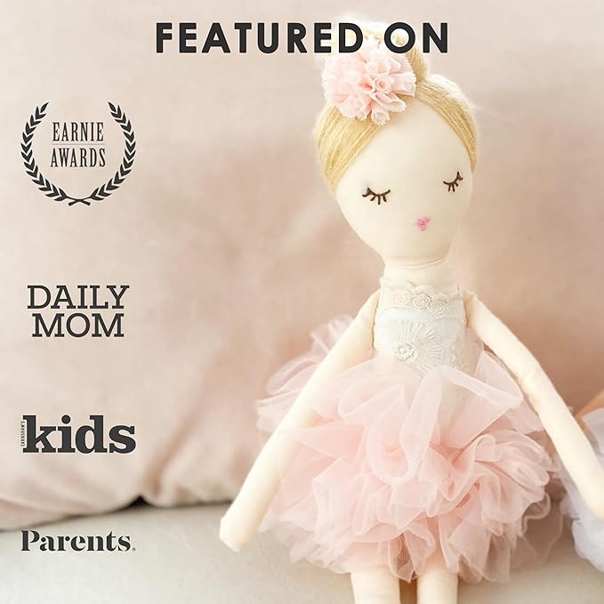 MON AMI Charlotte The Ballerina Stuffed Doll - 15”, Plush Ballerina Doll for Girls, Use as Toy or Room Decor for Kids of All Ages