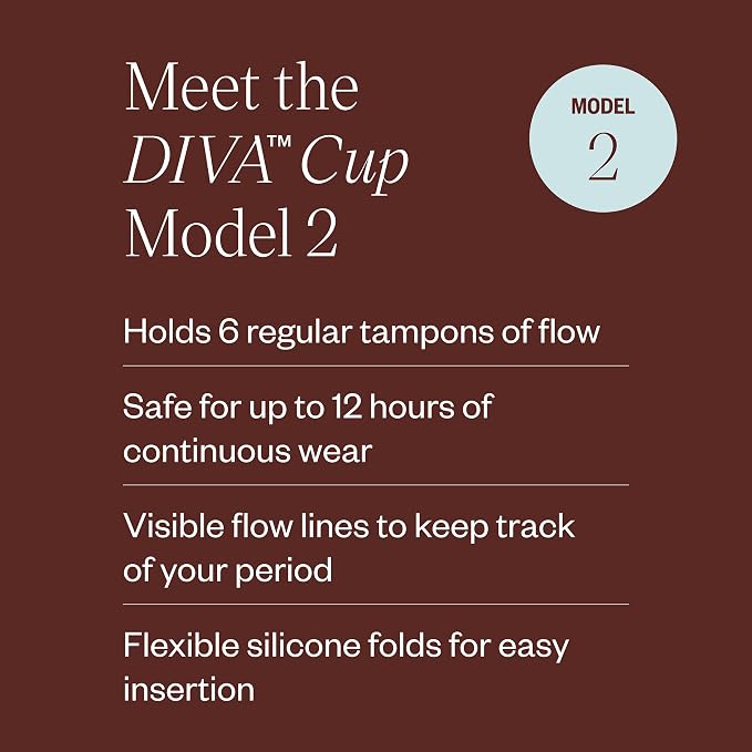 Diva Cup & Diva Wash Combo Pack - Medical Grade Silicone Cup for Period Care - Reusable Menstrual Cup - Cleaner for Period Cup - Cup Model 2 (for Wide Vaginal Canals, Post-Partum & Ages 35+)