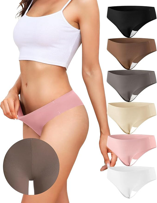 LEVAO Seamless Thongs for Women Invisible Toe Thong No Show Camel Proof Underwear Thong Panty Liners Workout G-Strings