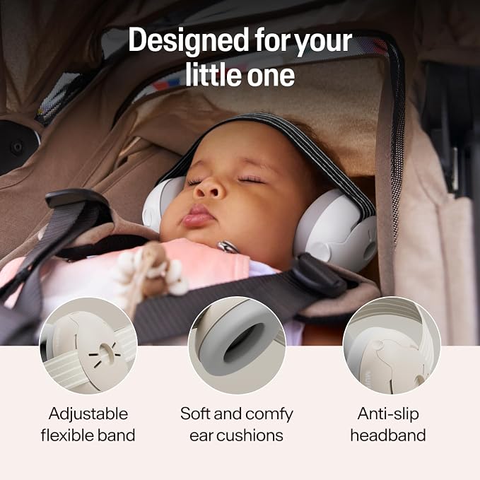 Alpine Muffy Baby Ear Protection for Babies and Toddlers up to 36 Months - CE & ANSI Certified - Noise Reduction Earmuffs - Comfortable Baby Headphones Against Hearing Damage & Improves Sleep - Sand