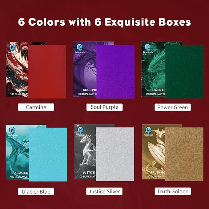 600PCS MTG Card Sleeves, Katomula 6 Colors Dual Matte Card Sleeve with Black Interior & Smooth Shuffle, Standard Size Deck Card Sleeves for MTG, PKM, TCG and Game Cards