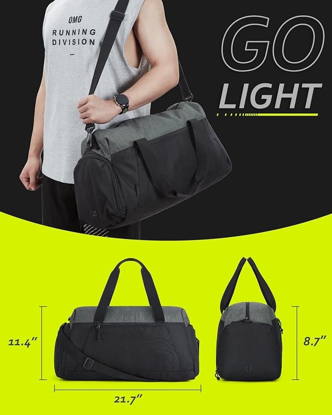BAGSMART Gym Bags for Men Women, Foldable Travel Duffle Bag, Lightweight Weekender Duffel Bag With Shoe Compartment, Water Resistant Workout Duffle Sports Bag for Travel Yoga, Black