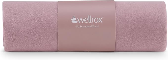 Wellrox Microfiber Yoga Hand Towel – Super Soft, Quick-Dry, Non Slip Yoga Towel for Hot Pilates, Gym & Workouts (26.5" x 16", Rose)