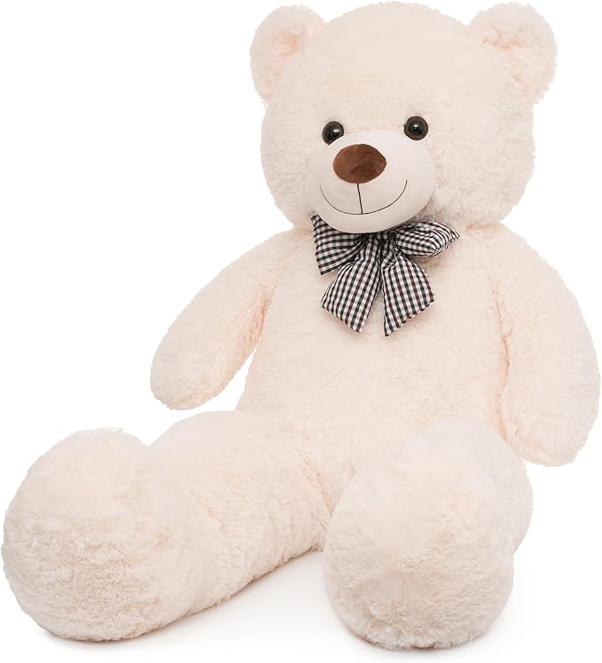 47 inch Big Giant Teddy Bear Stuffed Animals, White Cream Soft Plush Life Size Bear Toy All Ages Gift for Children/Girlfriend/Valentine's Day/Christmas/Birthday/Baby Shower/Wedding/Party Decorations
