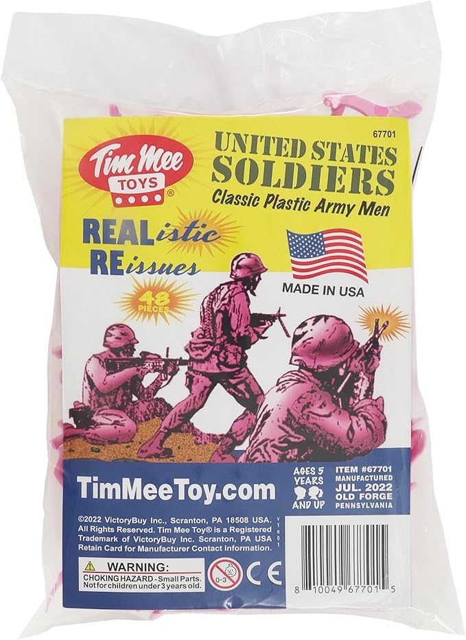 TimMee Plastic Army Men - Pink 48pc Toy Soldier Figures - Made in USA