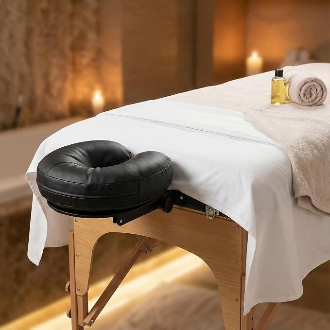 Royal Massage Universal Memory Foam Face Cradle Cushion for Massage Tables – Ergonomic U-Shaped Headrest Pillow with Soft, Easy-Clean PU Leather – Spa & Salon Replacement (Black)