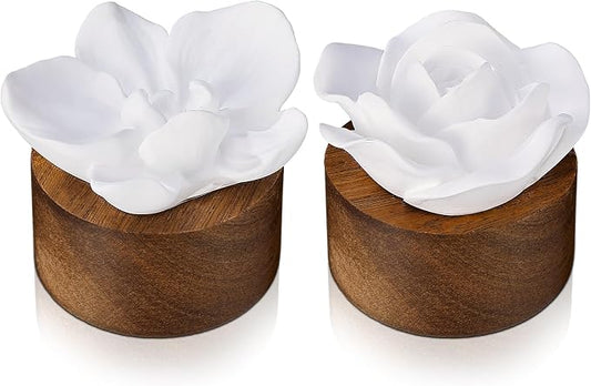 2 Pcs Ceramic Rose Diffuser Flower Passive Essential Oil Diffuser Flower Ceramic Aromatherapy Non Electric Battery for Home Office Tabletops Bathroom Decorative Birthday Ideal Gifts