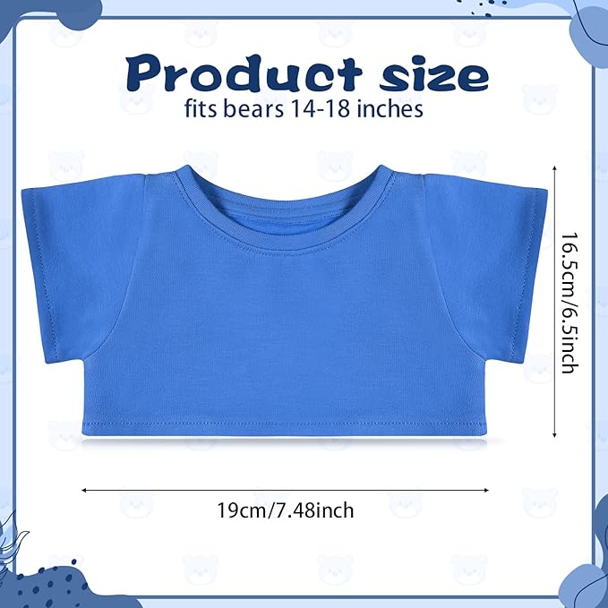 Bear Tee Shirt Fit 14-18inch Bear Clothes Stuffed Animal Clothes Shirt Basic Stuffed Bears Dolls Shirt, Blue