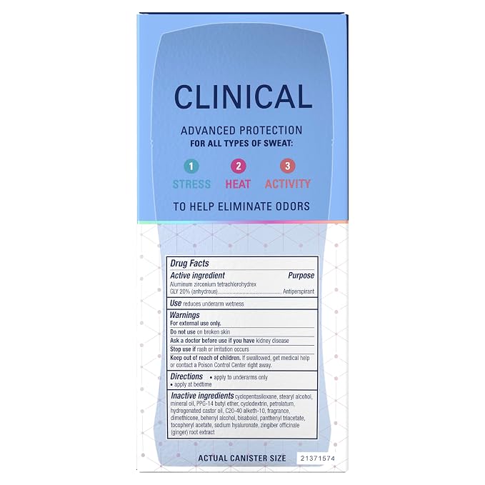 Secret Clinical Strength 100HR Sweat & Odor, Invisible Solid Antiperspirant Deodorant for Women, 3X Stress Protection with Hyaluronic Acid, PH Balanced Minerals, Shower Fresh Scent, 2.6 oz