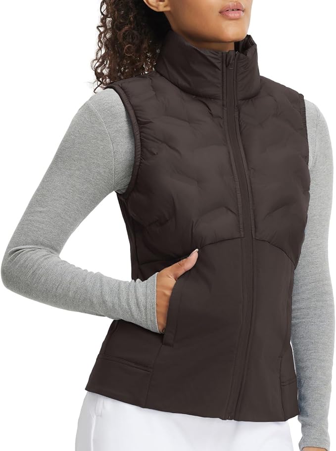 Puffer Vests Womens Lightweight Stand Collar Slim Fit Winter Sleeveless Jacket for Women with Golf Hiking