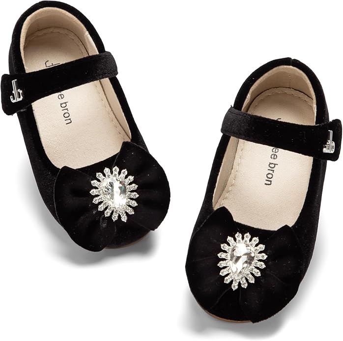 THEE BRON Mary Jane Ballet Flats - Girls' Dress Shoes with Hook & Loop Closure