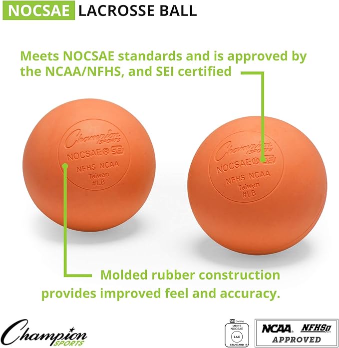 Champion Sports Lacrosse Balls & Rhino Skin Balls – Official Size, SEI Certified, Multiple Colors