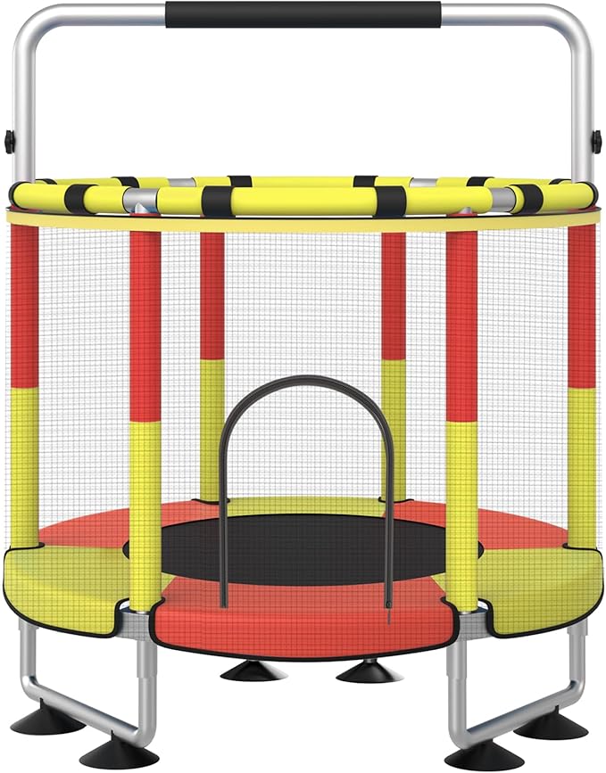 Trampoline for Kids, Upgrade Full Anti-Rust 440lbs Indoor Outdoor Toddler Trampoline with Net, 55" Adjustable Baby Toddler Trampolines Accessories Dart Board