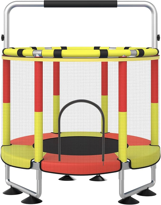 Trampoline for Kids, Upgrade Full Anti-Rust 440lbs Indoor Outdoor Toddler Trampoline with Net, 55" Adjustable Baby Toddler Trampolines Accessories Dart Board