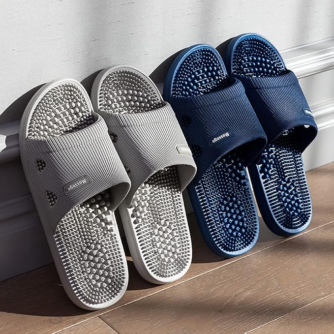 Acupressure Massage Slippers for Plantar Fasciitis for Women Acupuncture Slippers Arthritis Neuropathy Pain Relief Non-Slip Massage Sandals Women Stress Relief Gifts for Bath (US Men 6.5-7.5, Grey)