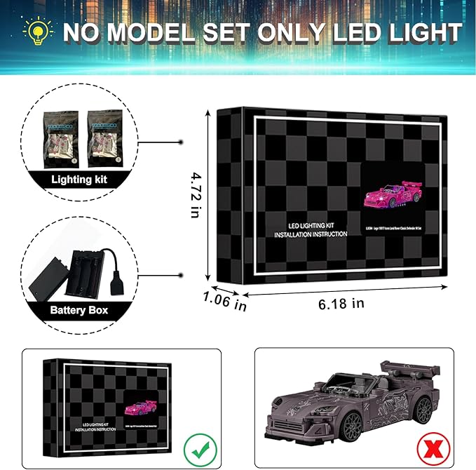 LED Light Kit for Lego 77241 2 Fast 2 Furious Honda S2000, Compatible with Lego 77241 Building Blocks Model(Not Include Blocks Set)