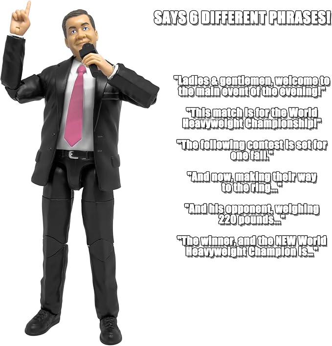 Figures Toy Company Ultimate Talking Wrestling Ring Announcer Action Figure with Deluxe Articulation for Wrestling Action Figures