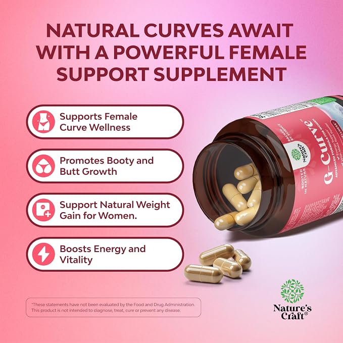 G-Curve Butt and Breast Growth Capsules - Horny Goat Weed Muira Puama & Maca Root for Butt Growth Support - Advanced Herbal Formula - Supports Bigger Butt & Bigger Breast - Easy to Swallow - 90 Count
