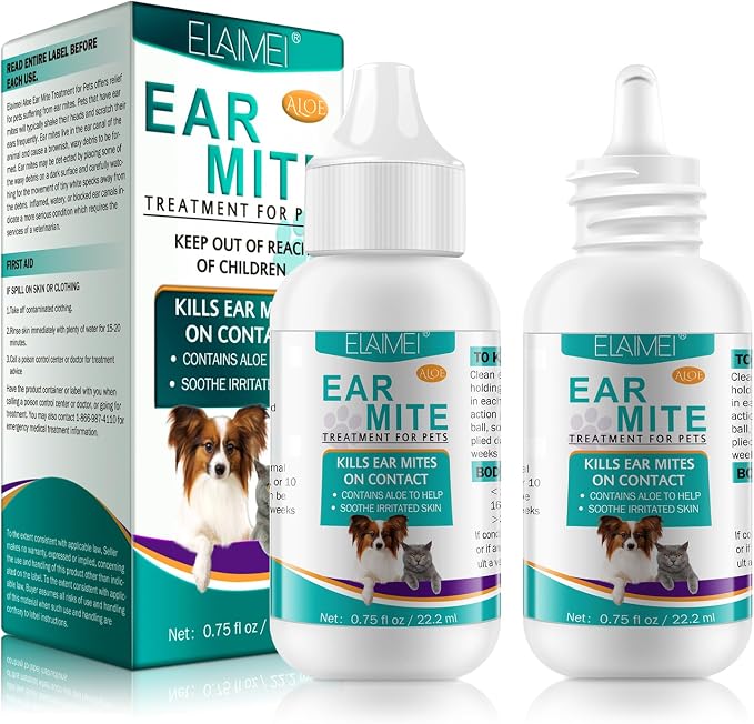 ZODENIS Ear Mite Treatment for Dogs & Cats Yeast Infection, Fast-Acting Dog Ear Infection Treatment Soothes Itching Odours Stinky Stuff, Dog Ear Drops Vet-Recommended Formula Pets Ear Cleaner 0.75oz