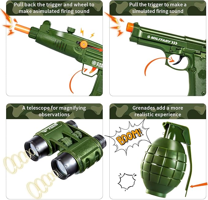 Army Costume for Boys, Halloween Costumes for Kids, Military Costumes with Accessories