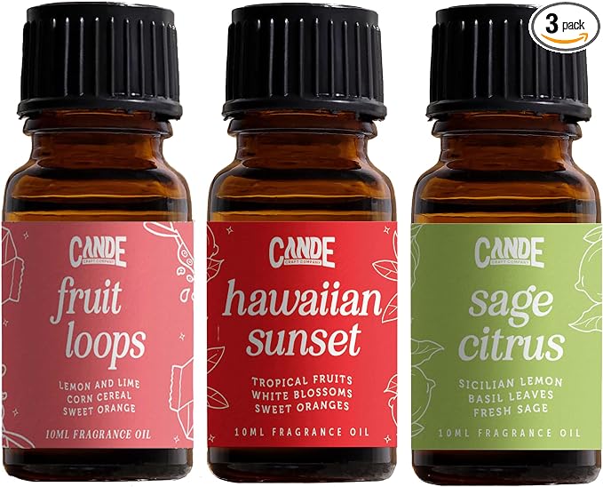 CANDECraftCo Premium Fragrance Oil Bundles – Diffuser Oils Fragrances Scented for Home, Candle Soap Making Supplies, Aromatherapy Blends for House (Fruity, 3-Pack)