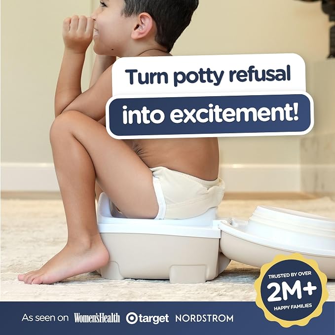 My Carry Potty - Natural Beige Travel Potty, Award-Winning Portable Toddler Toilet Seat for Kids to Take Everywhere