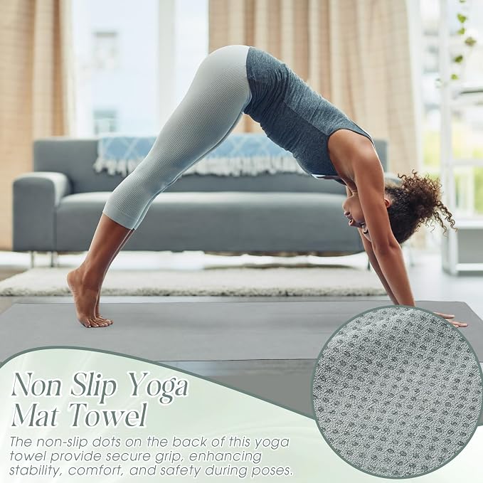 Hahafelt 3 Pack Hot Yoga Towel Non Slip 72" x 26" Extra Large Microfiber Yoga Mat Towel with Grip Dot Absorbent Sweat Anti-Slip Mat Cover for Pilates Fitness (Morandi Pink Blue Green)