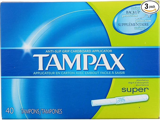 Tampax Cardboard Applicator Tampons, Super Absorbency 40 ea (Pack of 3)