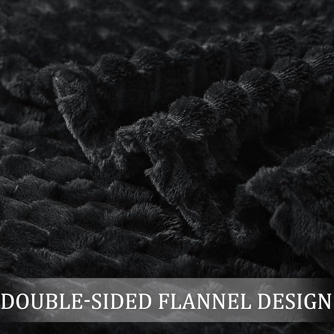Exclusivo Mezcla 3D Fleece Queen Size Blanket for Bed, Black | Extra Soft Fuzzy Plush Lightweight Bed Blankets, Cozy Fluffy Decorative Blankets for All Seasons, 90x90 Inches