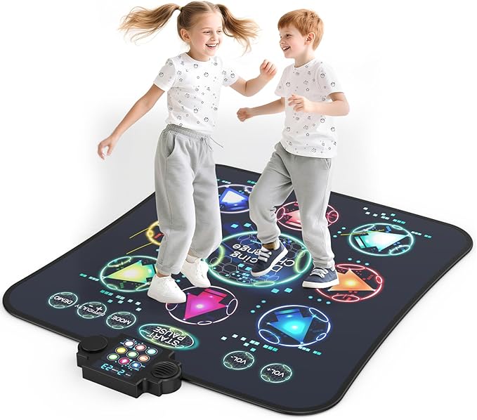 Upgraded Dance Mat Toys for Kids 3-12 Years, Electronic Dance Pad with Light-Up 9-LED Buttons, 3 Game Modes, Adjustable 7-Level Volume, Toys for Girls and Boys