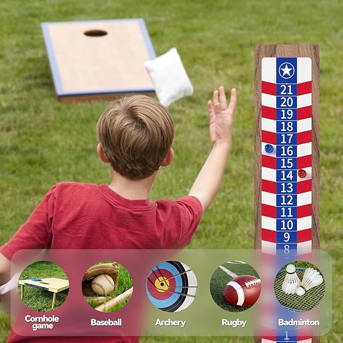 1 PC Cornhole Scoreboards, Magnetic Decal with Score Keepers for Corn Hole Boards, Scoreboard for Cornhole Game Easy to Install Keep Track of The Score