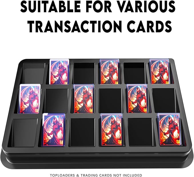 Card Sorting Tray for Toploader – 5ct Stackable Trading Card Organizer Display Case, 18-cell Organize and Sort TCG Cards, Durable and Convenient Storage Solution