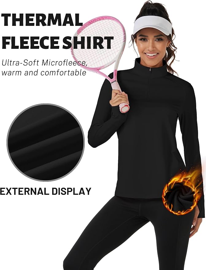 TACVASEN Women's Quarter Zip Sweatshirt Fleece Long Sleeve Workout Pullover | Lightweight Breathable Thermal Fabric,Mock Neck Design,Athletic Tops,Ideal for Gym Running Activities